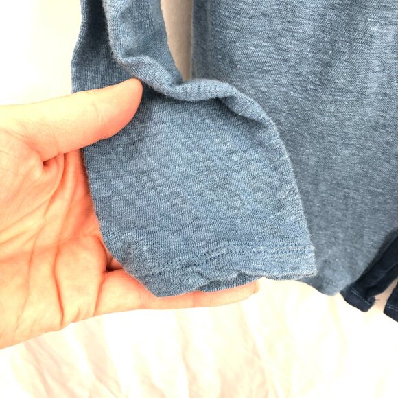 Lucky Brand tie neck shirt boho tuxedo light denim Blue prairie peasant top XS - Picture 7 of 9